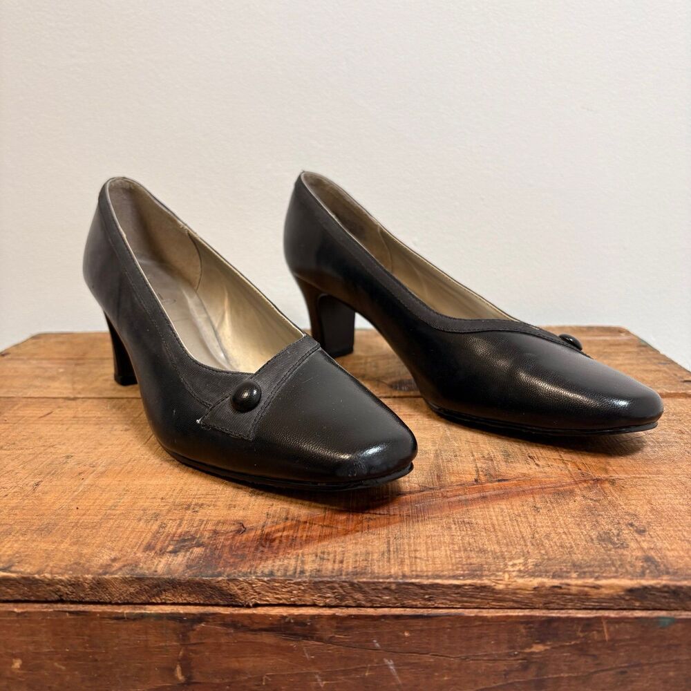 Hush Puppies Comfort Style Black Pump Heels Sz 9.5
